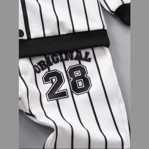 Toddler Boy Letter Graphic Stripe Bomber Jacket & Sweatpants Set - Picture 5 of 6